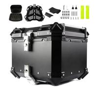 Coffre De Moto Top Case Aluminium Valise pour Moto 28L 36L 45L 55L 65L 80L 100L Top Case avec Serrure De Sécurité,Étanche Valise Moto(Noir,55L)