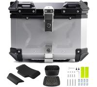 Coffre De Moto Top Case Universel en Aluminium Moto Tour Tail Box Scooter Topcase Rangement Étui De Transport pour Casque Bagages 80l, Silver, 65L