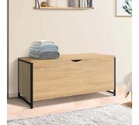 IDMarket - Banc coffre sur pied Detroit 100 cm - Design industriel bois et noir