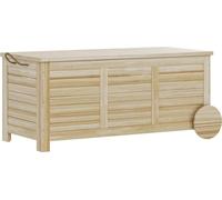 Coffre de rangement 185 L Coffre de jardin étanche à roulettes en bois résistant aux intempéries et aux UV Coffre de rangement avec coussins Coffre de jardin pour extérieur jardin balcon bois naturel