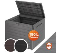 Coffre de rangement 190 L Poignées latérales Malle de Jardin Terrasse Balcon