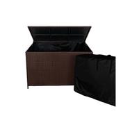 Coffre De Rangement En Rotin Marron, Grande Capacité 582 L, Portable Avec Roues & Poignée, Résistant Aux Uv & Intempéries, Ouverture Assistée Par Gaz, Jardin Patio Terrasse [Sac Imperméable Inclus] Ma