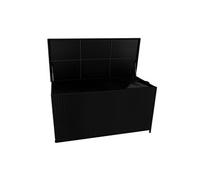 Coffre de Rangement 700 L Rotin Noir Doublure Imperméable Extérieure Jardin