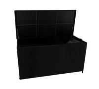 Coffre de Rangement 700 L Rotin Noir Doublure Imperméable Extérieure Jardin