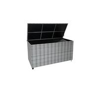 Coffre de Rangement 700L en Rotin Gris d'Extérieur Coussin Large Terrasse Noir G