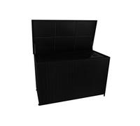Coffre de Rangement Jardin Extérieur 996 L en Rotin Noir Résistant Aux Intempéries Doublure Zippée Rangement de Coussins Serviettes Jouets Meuble de Jardin Terrasse Cadre en Acier Verin en Gaz
