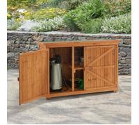 Coffre de Rangement à 2 Portes Kerteminde pour Extérieur Range-Bûches en Sapin 88 x 128 x 50 cm