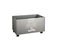 Coffre de rangement à roulettes Gris en Mdf - Dim : L48x l30 x H28 cm - -