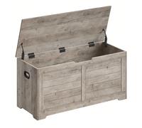 Coffre de rangement, avec 2 Charnières de sécurité, Imitation Grange, 40 x 100 x 46 cm, pour couloir, Chambre, Salon, Grège Chiné Gris