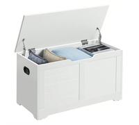 Coffre De Rangement, Avec 2 Charnières De Sécurité, Style Moderne, 40 X 80 X 46 Cm, Blanc Blanc