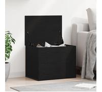 Coffre de rangement avec couvercle en chêne noir 60x42x46 cm en bois semi massif