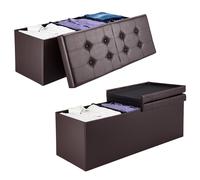 Casaria® Banc de Rangement Blanc 80x40x40cm Coffre de Rangement Pliable 100L avec Couvercle Rabattable pour Salon Chambre