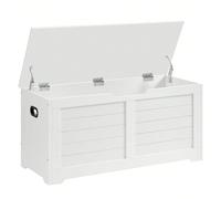 Coffre de Rangement, Banc Chaussures, Meuble pour Entrée, avec 2 Charnières de , Imitation Grange, 40 x 100 x 46 cm, pour Couloir, Chambre, Salon, Blanc Nuage Les atouts de ce coffre de rangement en u
