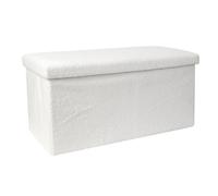 Home Deco Factory – Banc coffre pliable Bouclette – 76 x 38 x 38 cm – Hauteur assise 38 cm – Blanc