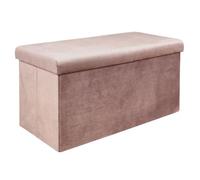 Home Deco Factory - Banc coffre de rangement Giullia - Velours côtelé - Rose poudré
