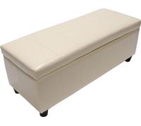 Coffre de rangement Banquette Kriens, cuir + similicuir, 112x45x45cm FSC®- ~ crème