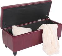 Banquette Kriens, Coffre, Banc, Cuir + Similicuir, 112x45x45cm Rouge Multicolore