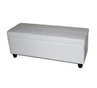 Mendler Banc Banquette rembourrée Coffre de Rangement Kriens, Cuir reconstitué, 112x45x45cm - Blanc