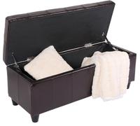 Banc banquette rembourrée coffre de rangement Kriens - Marron - Cuir - 112x45x45cm