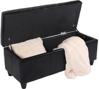 Coffre de rangement Banquette Kriens, cuir + similicuir, 112x45x45cm MVG- ~ noir