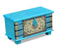vidaXL Coffre de rangement Bois de manguier bleu 80 x 40 x 45 cm