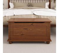Coffre de rangement BRISTOL banc avec abattant en pin massif brun foncé