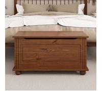 IDIMEX Coffre de Rangement Bristol Banc avec abattant en pin Massif Brun foncé