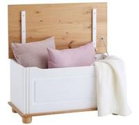 Coffre de rangement BRISTOL en pin massif, lasuré blanc et brun