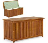 Casaria® Coffre de rangement bois d'acacia 205 L avec bâche intérieure couvercle 160kg boîte caisson coffre de jardin balcon