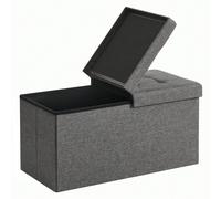 Coffre de rangement Couvercle Pliable 76 x 38 x 38 cm, par 2 côtés Banc de rangement Charge admissible 300 Kg Grise Foncée Gris