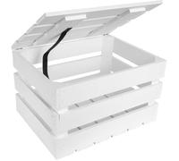 Creative Deco Boite Rangement en Bois Blanc | 40 x 30 x 22 cm | avec Couvercle | Boîte Cadeau Coffre Malle Coffret Vintage