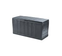 Keter Coffre en Résine Fait de Panneaux avec Effet Bois, Avec Roues, Verrouillable, 117 x 45 x 57,5 cm, 270 Lt, Gris Graphite