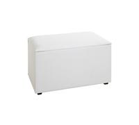 HAKU Möbel coffre de rangement blanc, tissu synthétique aspect cuir, MDF - Dim.: L 65 cm x H 42 cm x P 40 cm, Style: Modern