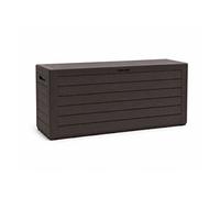 PEGANE Coffre de Rangement d'extérieur avec poignées encastrées pour Jardin Terrasse Balcon Piscine Coloris Effet Bois capacité 280L - Longueur 116 x Largeur 44 x Hauteur 55 cm