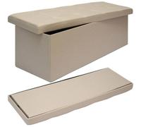 Coffre de Rangement - DUNEDESIGN - XXL pliante - Beige Gris - 110x38x38cm - 120L