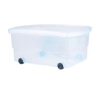 Coffre de rangement - EDA - 80 L - Plastique - Roulettes - Blanc naturel