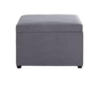 Coffre de rangement en MDF et velours coloris gris - longueur 58 x profondeur 39 x hauteur 42 cm - -
