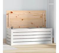Coffre de rangement en pin massif blanc 89 x 36,5 x 33 cm - Commode de rangement - Commode de rangement - Commode de rangement avec couvercle - Robuste et peu encombrant