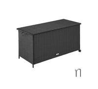 Boîte de rangement - TECTAKE - Coffre de jardin KUUSAMO, en rotin, avec roulettes résistant aux UV 116x54x64 cm - Noir