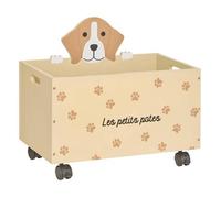 Coffre à Roulettes Enfant "Chien" 48cm Beige