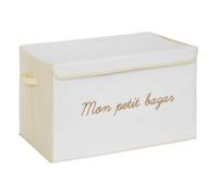 Atmosphera - Coffre de rangement enfant Yuma blanc bouclette 36x57 cm