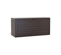 vounot Coffre de Rangement Jardin XL 280 litres 116 x 44 x 55 CM avec Poignées Coffre à Coussins en Polypropylène Style Bois Malle de Rangement Extérieur Résistante Fabriqué en Europe Marron