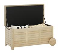 Outsunny Coffre de rangement extérieur, malle de rangement en bois, 185L, avec roulettes et bâche intérieure résistante aux intempéries, 110 x 50 x 50 cm, bois naturel