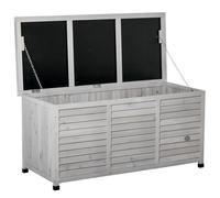 Coffre de rangement extérieur - Outsunny - 283L - petites ouvertures en bas - 2 chaînes - en bois - 127 x 56 x 60 cm - gris
