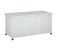 Coffre de rangement extérieur - Outsunny - 283L - petites ouvertures en bas - 2 chaînes - en bois - 127 x 56 x 60 cm - blanc