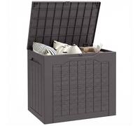 Outsunny Coffre de rangement extérieur 93L avec poignées encastrées, malle de rangement extérieur étanche pour jardin terrasse, 56 x 41 x 50 cm, marron