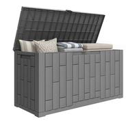 Coffre de rangement extérieur - Outsunny - verrouillable avec vérin à gaz aspect bois - pp - 227 L - gris