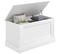 HOMCOM Coffre de Rangement, Coffre à Jouets en Bois, avec charnière de sécurité, pour Salon, entrée, 80 x 40 x 45 cm, Blanc