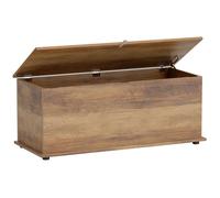 HOMCOM Coffre de Rangement, Banc de Rangement avec Couvercle Rabattable et charnières de sécurité, Banc Chaussures, Meuble d'entrée, Couloir, Chambre, Salon, 100 x 40 x 40 cm, Marron Grain Bois