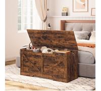 Coffre de Rangement - HOOBRO - Banc en Bois - Charnières de Sécurité - Style Industriel - 100x40x50.5 cm